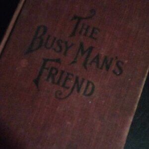 the Busy Man's Friend has Rings slip antique book red n black with math problem